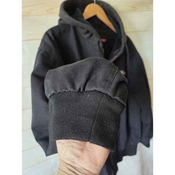 Snap On Tools Vtg XL Black Canvas Hooded Jacket Quilt Lined Workwear Hoodie Euc - Picture 6 of 11